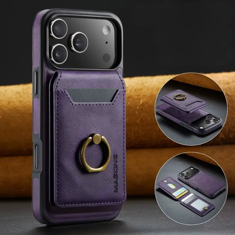 Étui en cuir avec porte-cartes et protection RFID pour Iphone