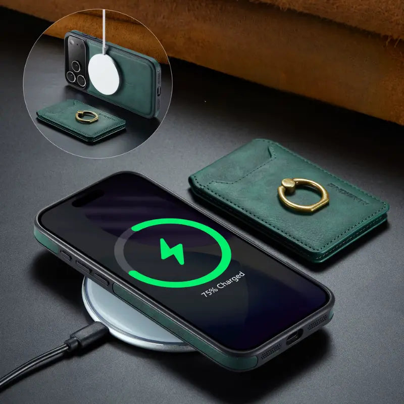Étui en cuir avec porte-cartes et protection RFID pour Iphone