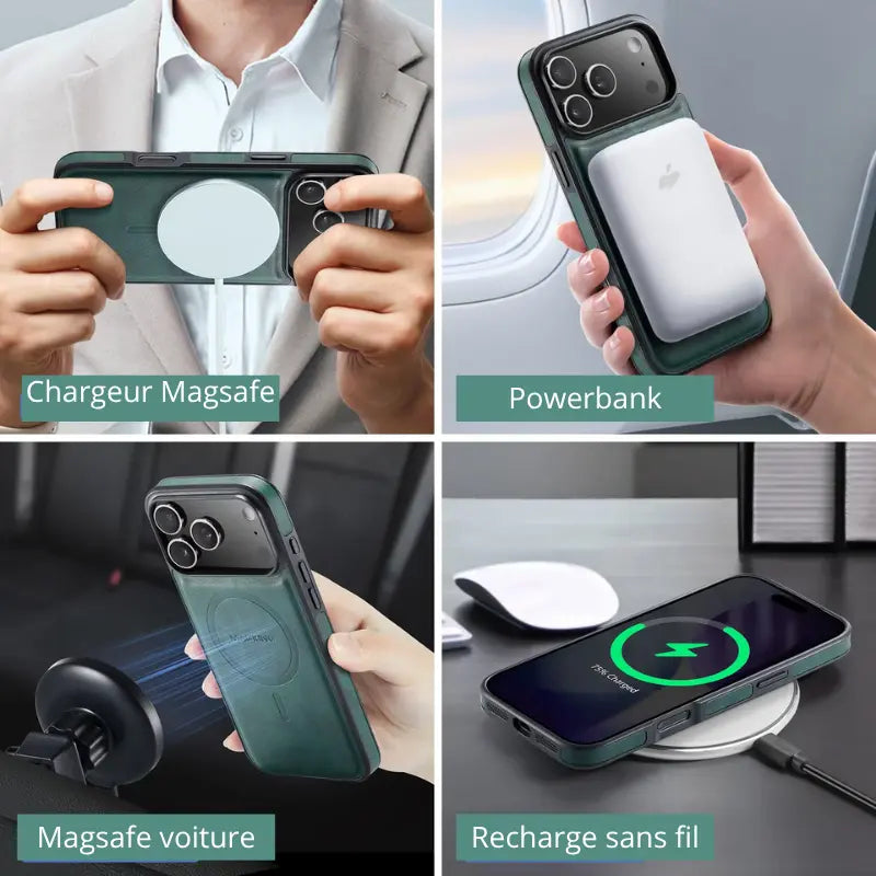 Étui en cuir avec porte-cartes et protection RFID pour Iphone