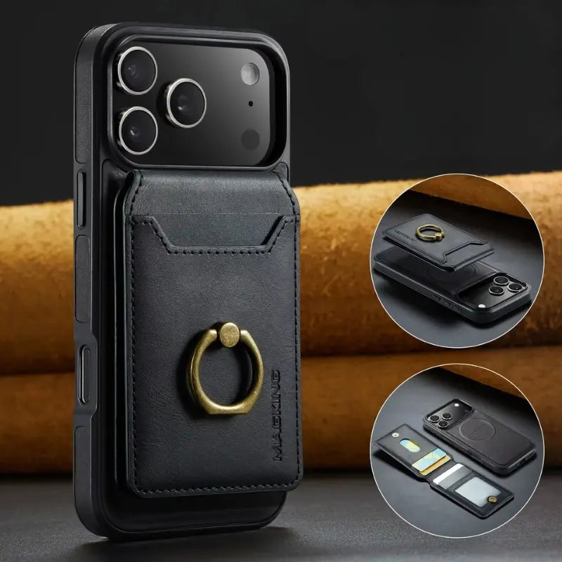 Étui en cuir avec porte-cartes et protection RFID pour Iphone
