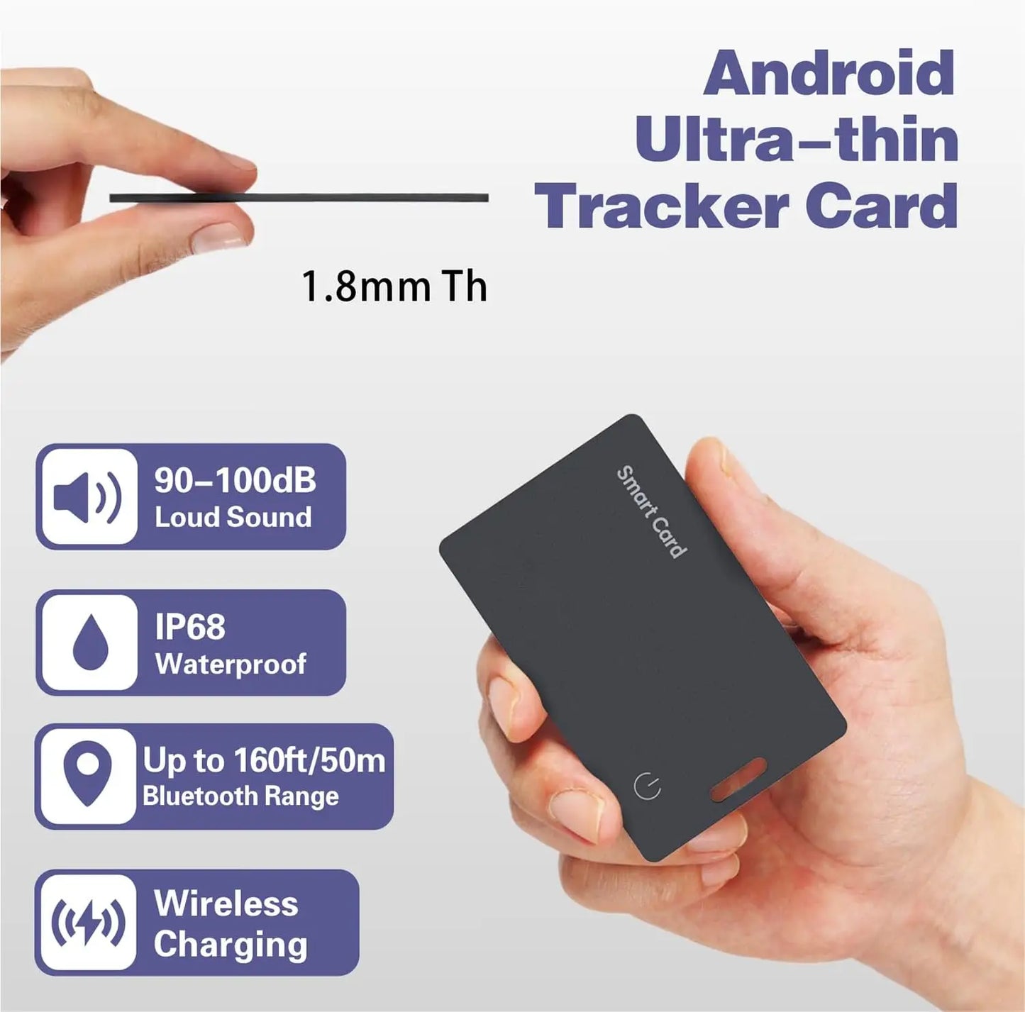 Carte de suivi de portefeuille lim pour Android-étiquette intelligente Bluetooth Ultra mince sans fil Rechargeable pour portefeuille et bagages Anti-gauche