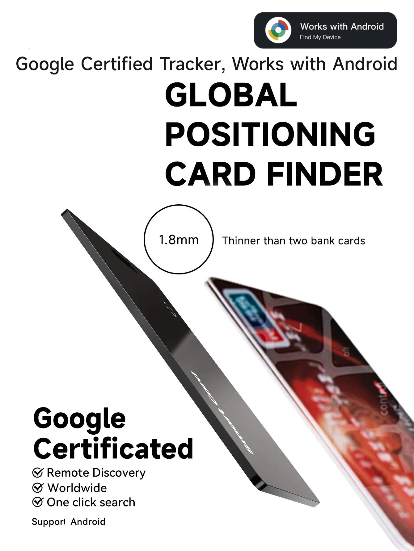 Carte de suivi de portefeuille lim pour Android-étiquette intelligente Bluetooth Ultra mince sans fil Rechargeable pour portefeuille et bagages Anti-gauche