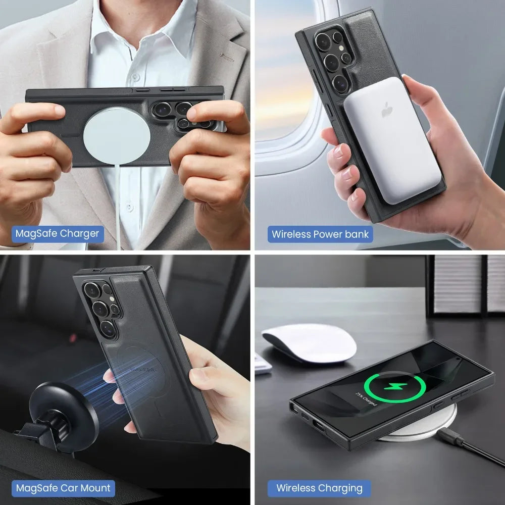 Portefeuille magnétique détachable 2 en 1 avec porte-carte, étui de téléphone pour Samsung Galaxy S25 Edge S24 Plus S23 Ultra Ring, housse en cuir