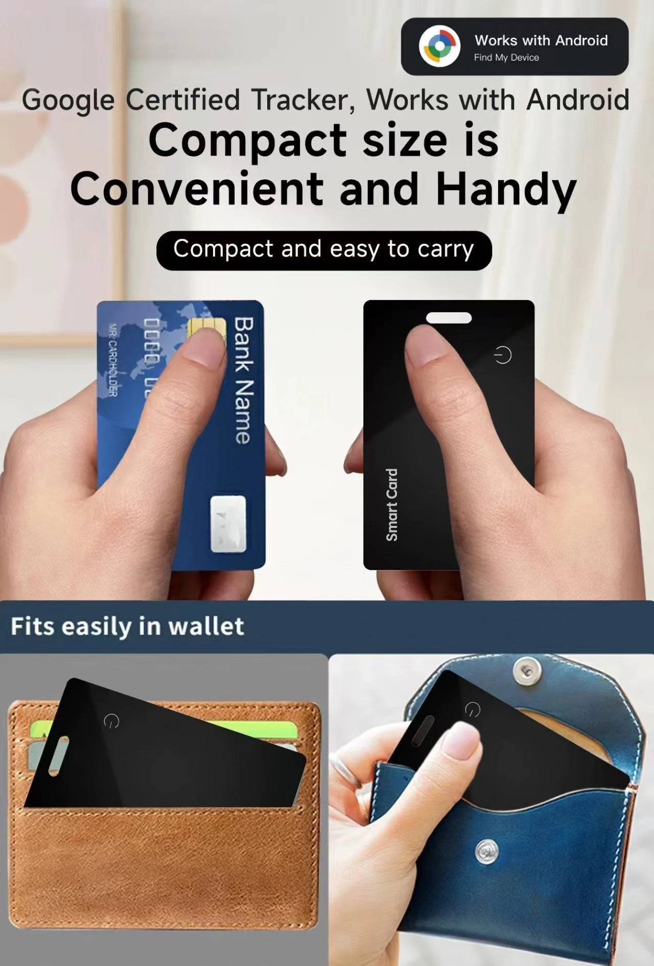 Carte de suivi de portefeuille lim pour Android-étiquette intelligente Bluetooth Ultra mince sans fil Rechargeable pour portefeuille et bagages Anti-gauche