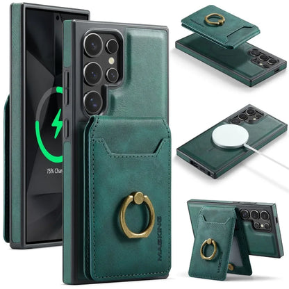 Portefeuille magnétique détachable 2 en 1 avec porte-carte, étui de téléphone pour Samsung Galaxy S25 Edge S24 Plus S23 Ultra Ring, housse en cuir