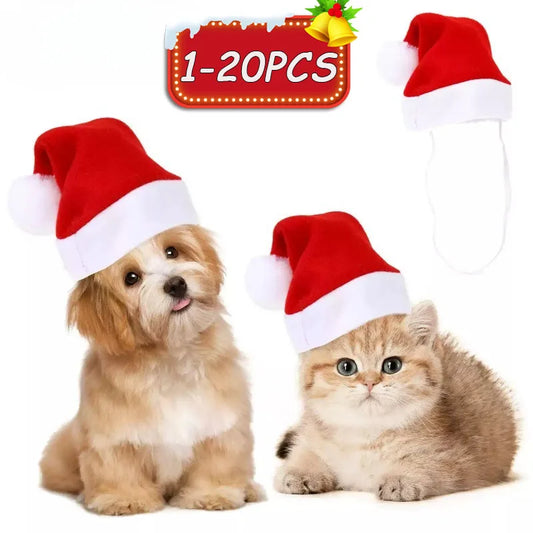 Chapeau de noël pour animaux de compagnie, Costume de petit chien, tenue de Cosplay, vêtements festifs pour animaux de compagnie, fournitures de décoration pour fête de vacances du nouvel an, 1 à 20 pièces