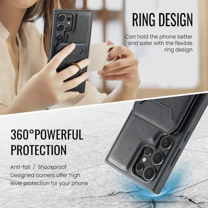 Portefeuille magnétique détachable 2 en 1 avec porte-carte, étui de téléphone pour Samsung Galaxy S25 Edge S24 Plus S23 Ultra Ring, housse en cuir