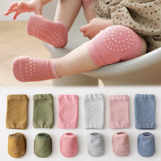 1 ensemble de chaussettes et genouillères antidérapantes pour bébés, garçons et filles, pour apprendre à marcher, chaussettes de sol